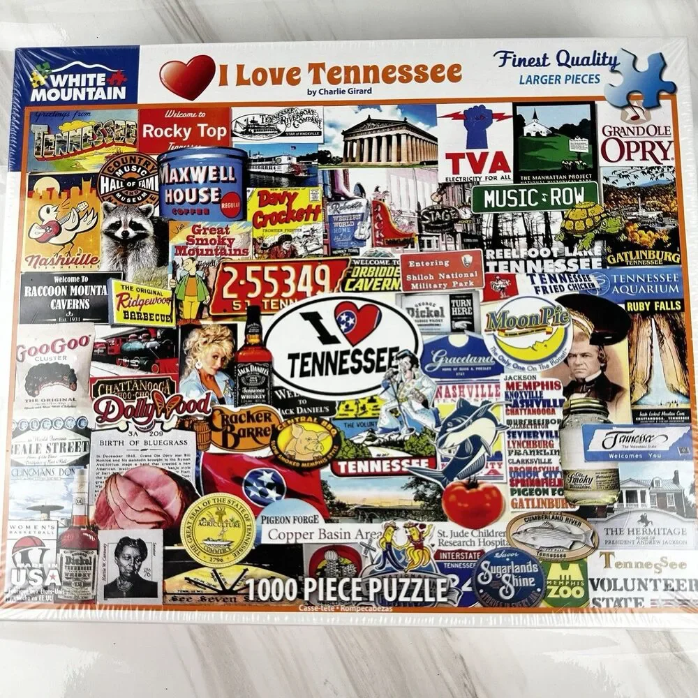 White Mountain I Love Tennessee 1000pc. Puzzle By Charlirle Girard (NEW SEALED)
